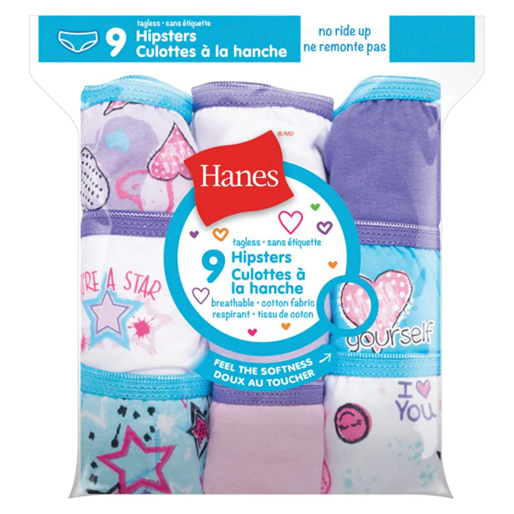 Girl's Hanes Hipsters (9 Pack)