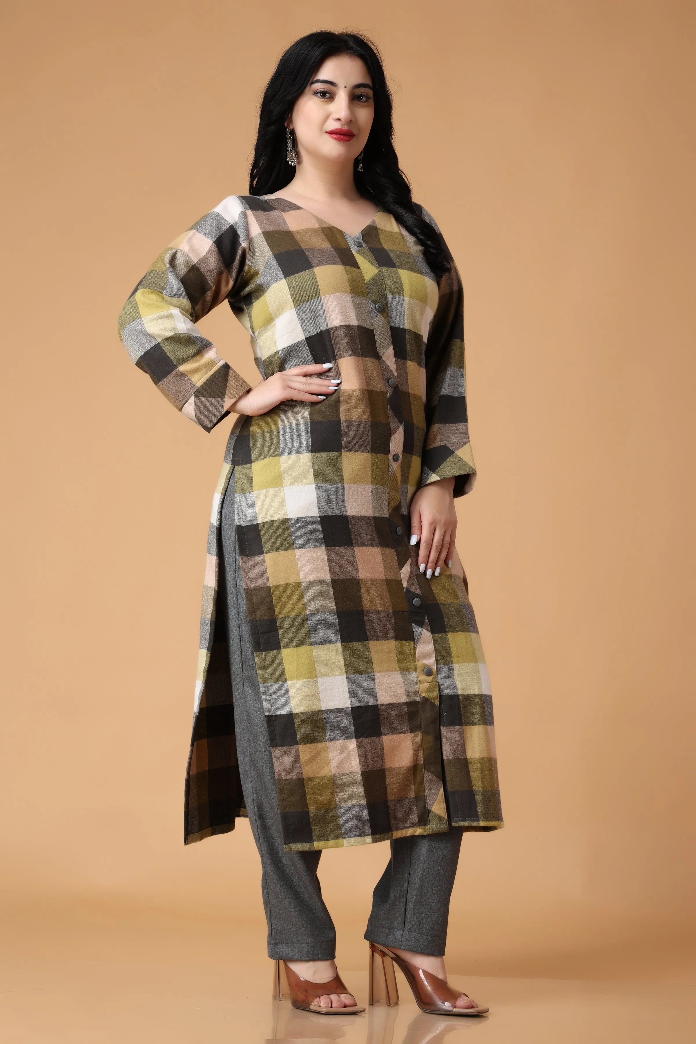 Gold Sand Woollen Kurta Set