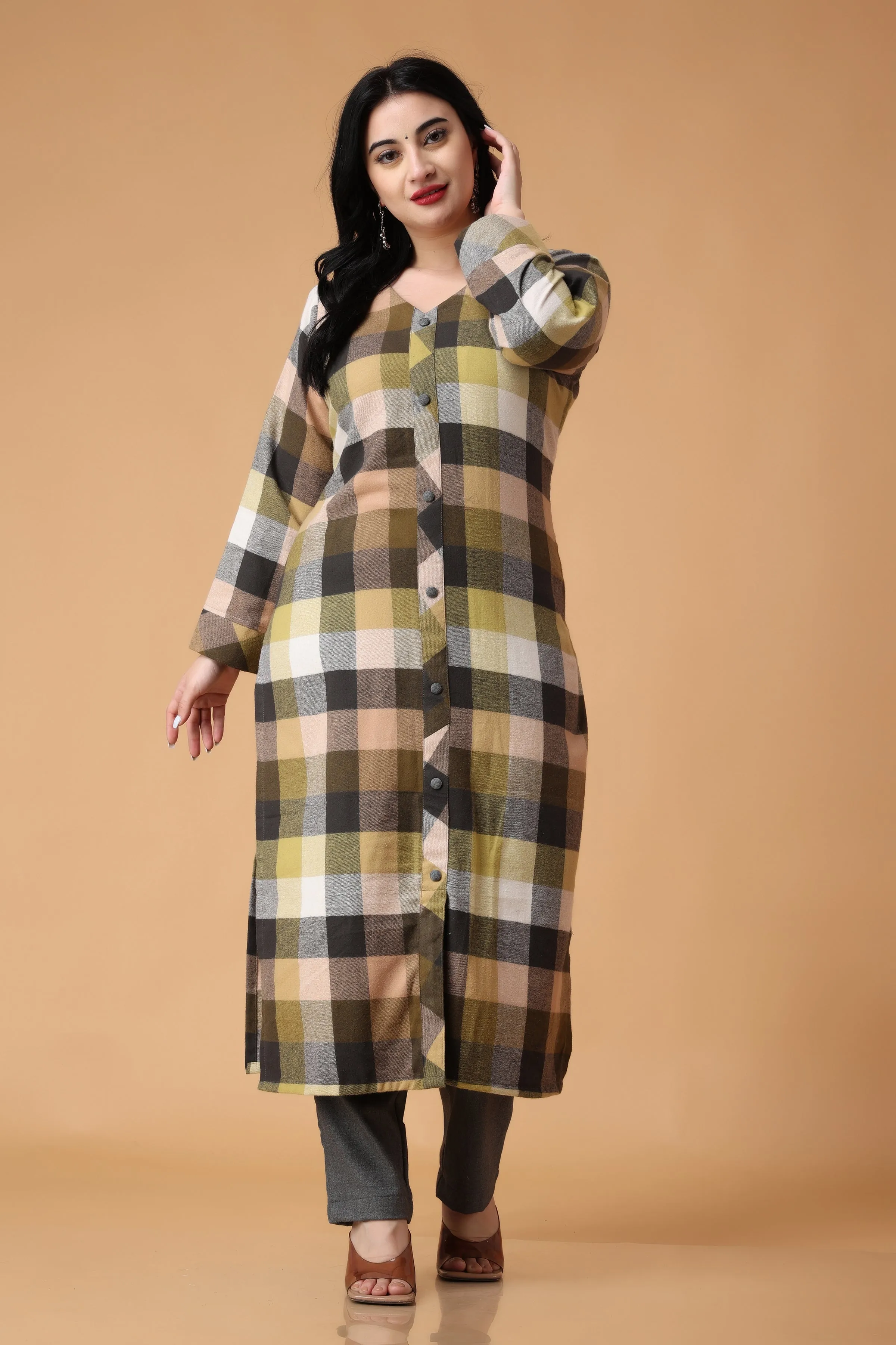 Gold Sand Woollen Kurta Set
