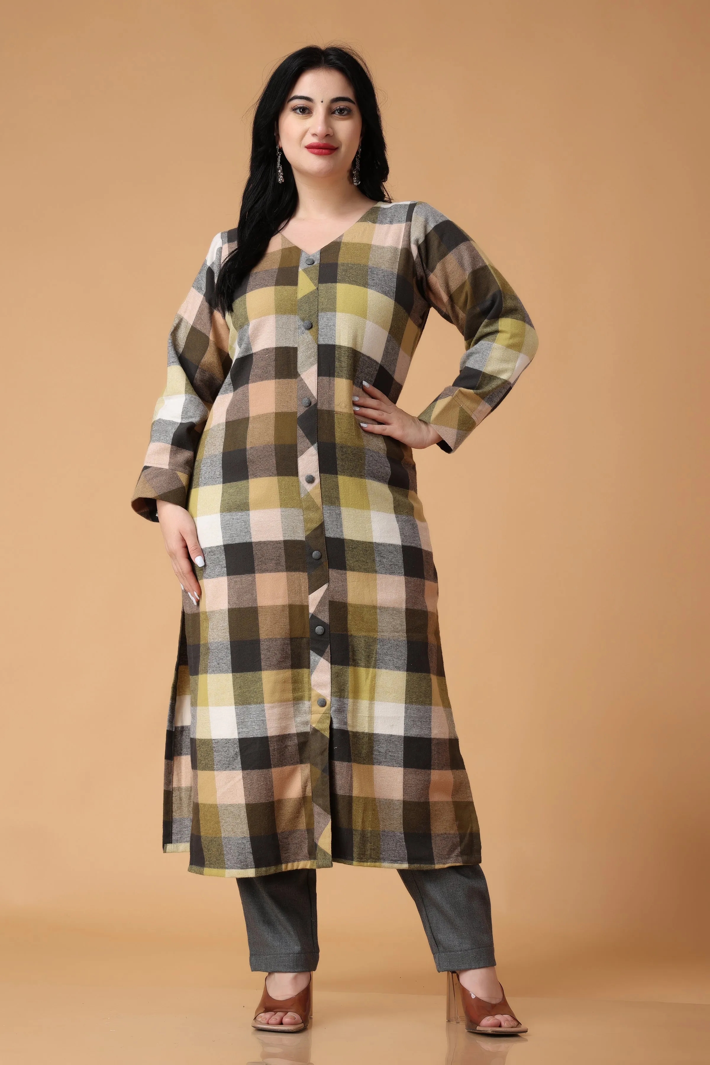 Gold Sand Woollen Kurta Set