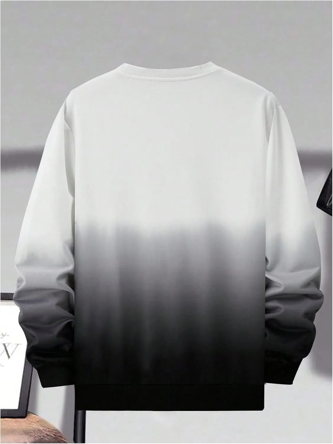 GORGLITTER Men's Graphic Crewneck Sweatshirt Oversized Drop Shoulder Ombre Long Sleeve Pullover Tops