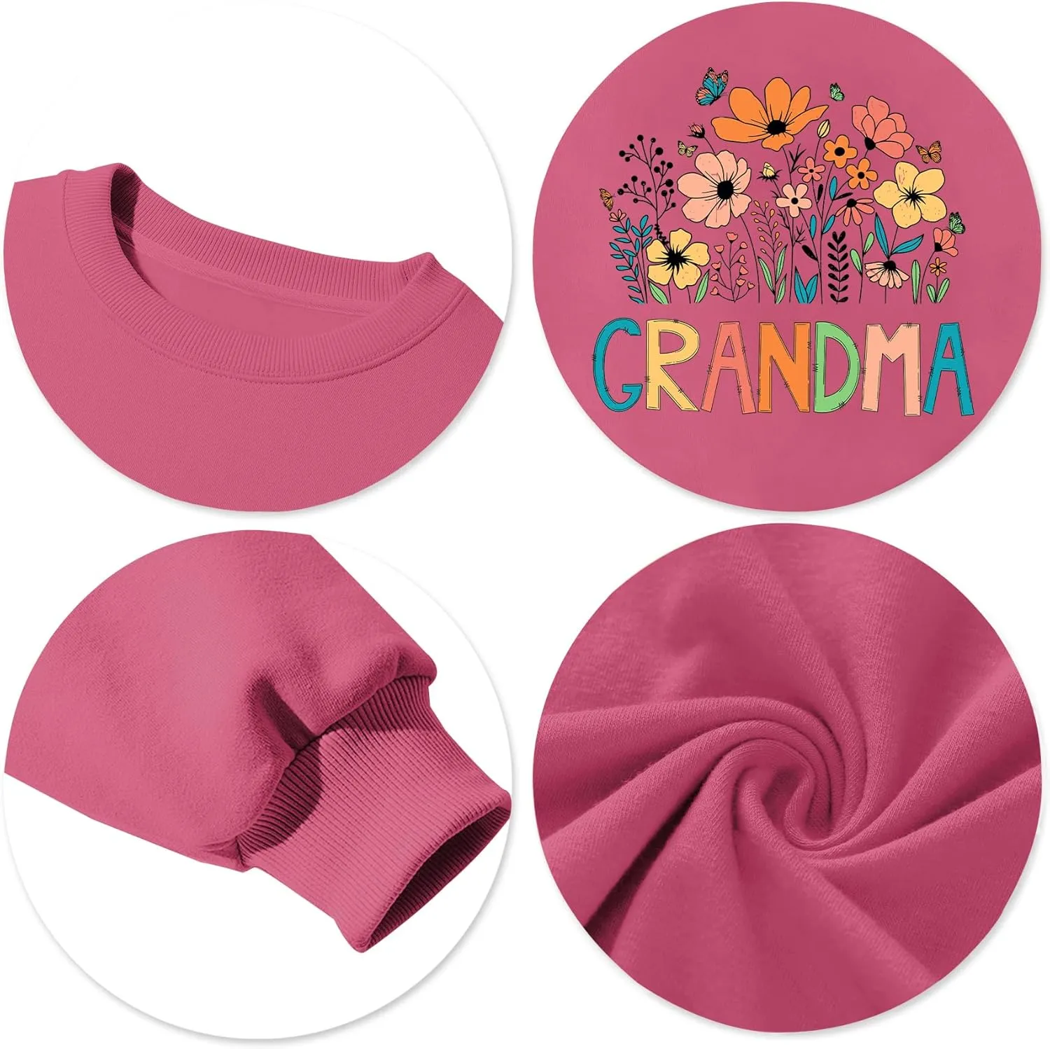 Grandma Sweatshirt Women Floral Grandma Sweatshirt Wildflower Graphic Casual Fall Pullover Tops