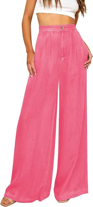 GRAPENT Wide Leg Pants for Women High Waisted Jeans Palazzo Pants Lightweight Summer Beach Flowy Trousers Y2K