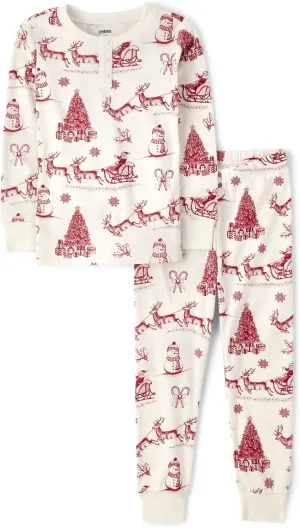 Gymboree Boys' Gymmie Long Sleeve and Pant Cotton 2-Piece Pajama Sleepwear Sets, Big Kid, Toddler
