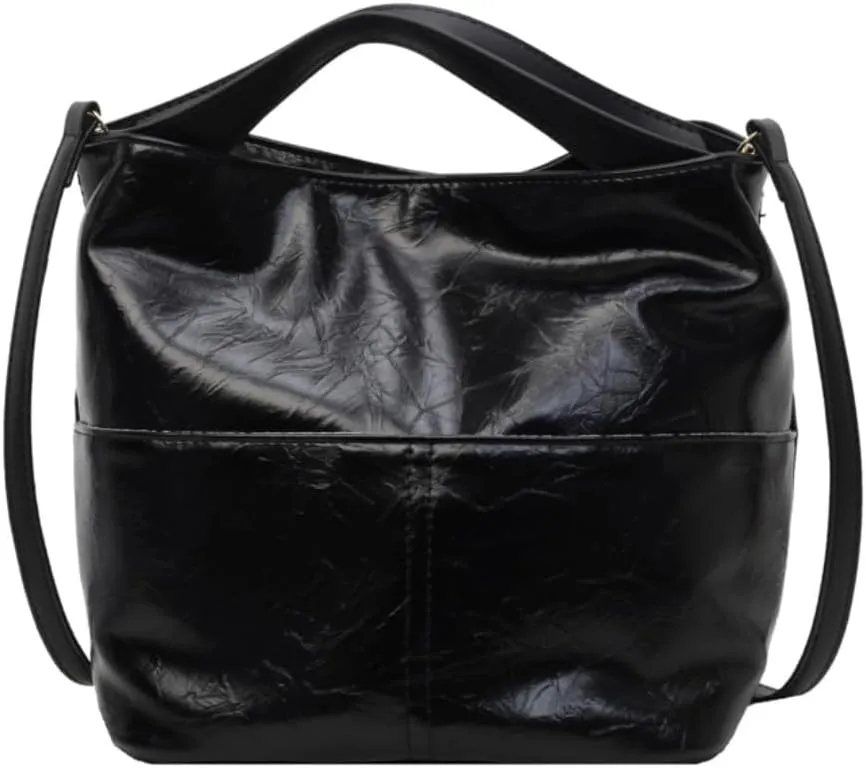 Handbag Genuine Leather Soft Bucket Bag for Women Stylish Shoulder Bag Satchel Ladies Daily Clutch Bag Crossbody Bag