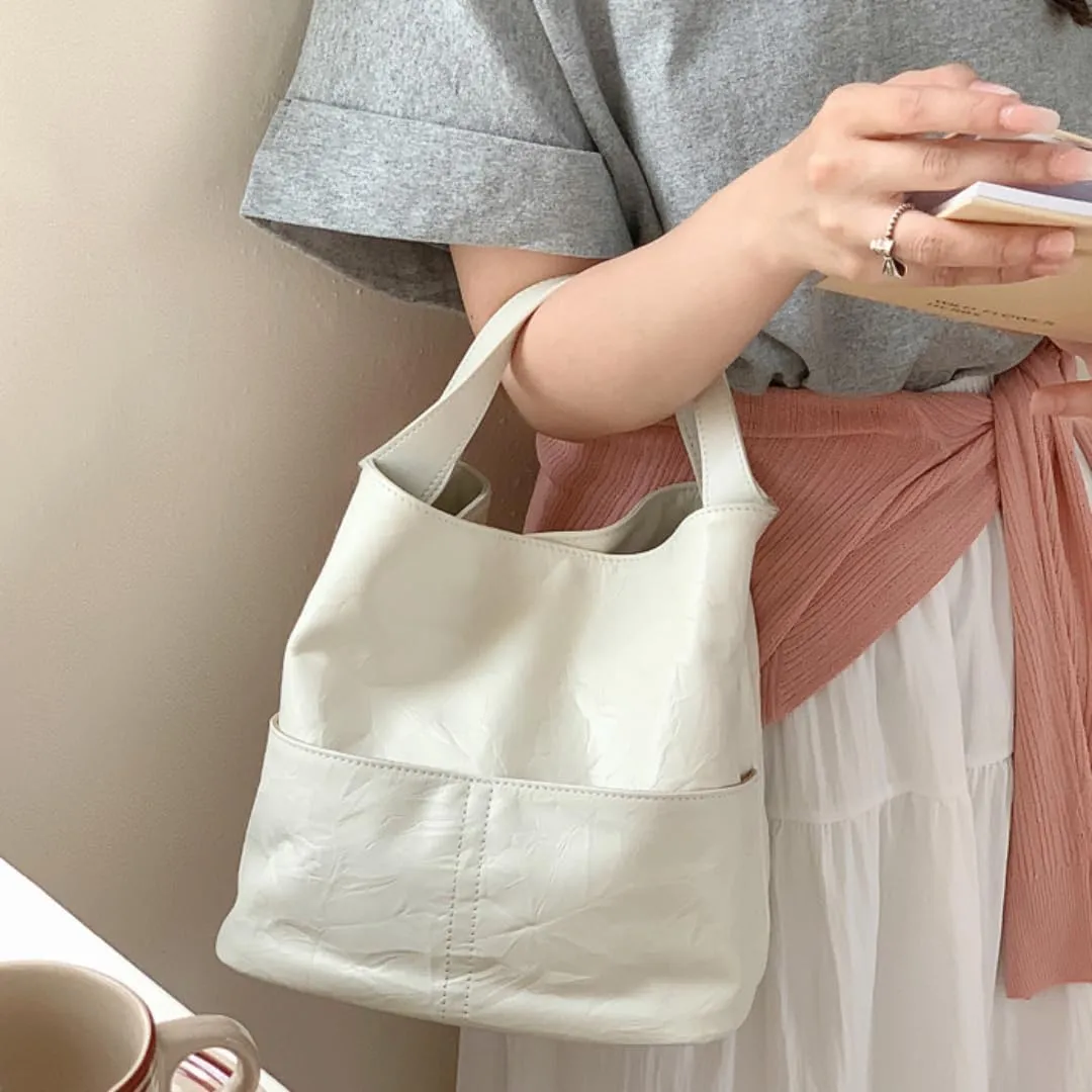 Handbag Genuine Leather Soft Bucket Bag for Women Stylish Shoulder Bag Satchel Ladies Daily Clutch Bag Crossbody Bag