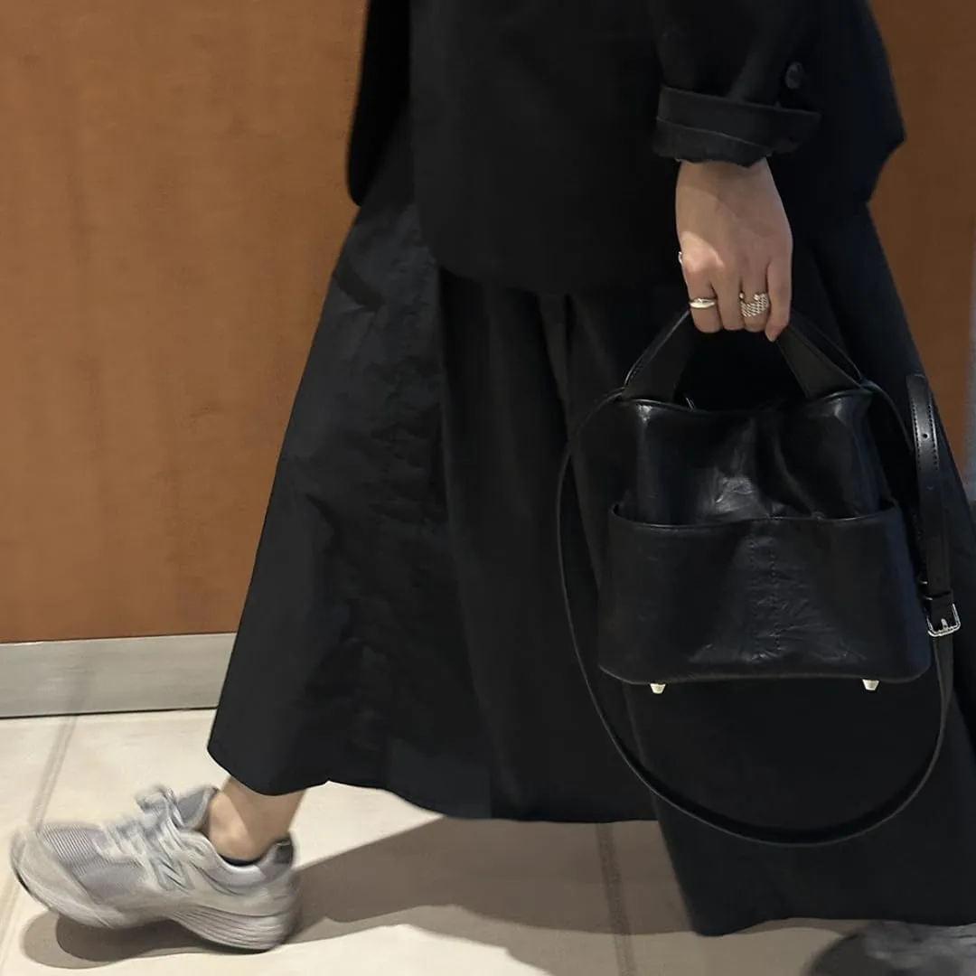 Handbag Genuine Leather Soft Bucket Bag for Women Stylish Shoulder Bag Satchel Ladies Daily Clutch Bag Crossbody Bag