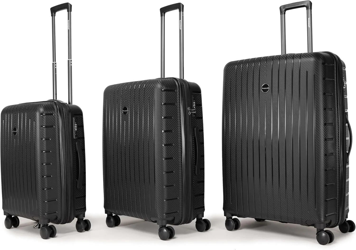 hard luggage set, made of PP durable and lightweight hard shell suitcase with universal wheels (22/26/30 in) (BLACK)