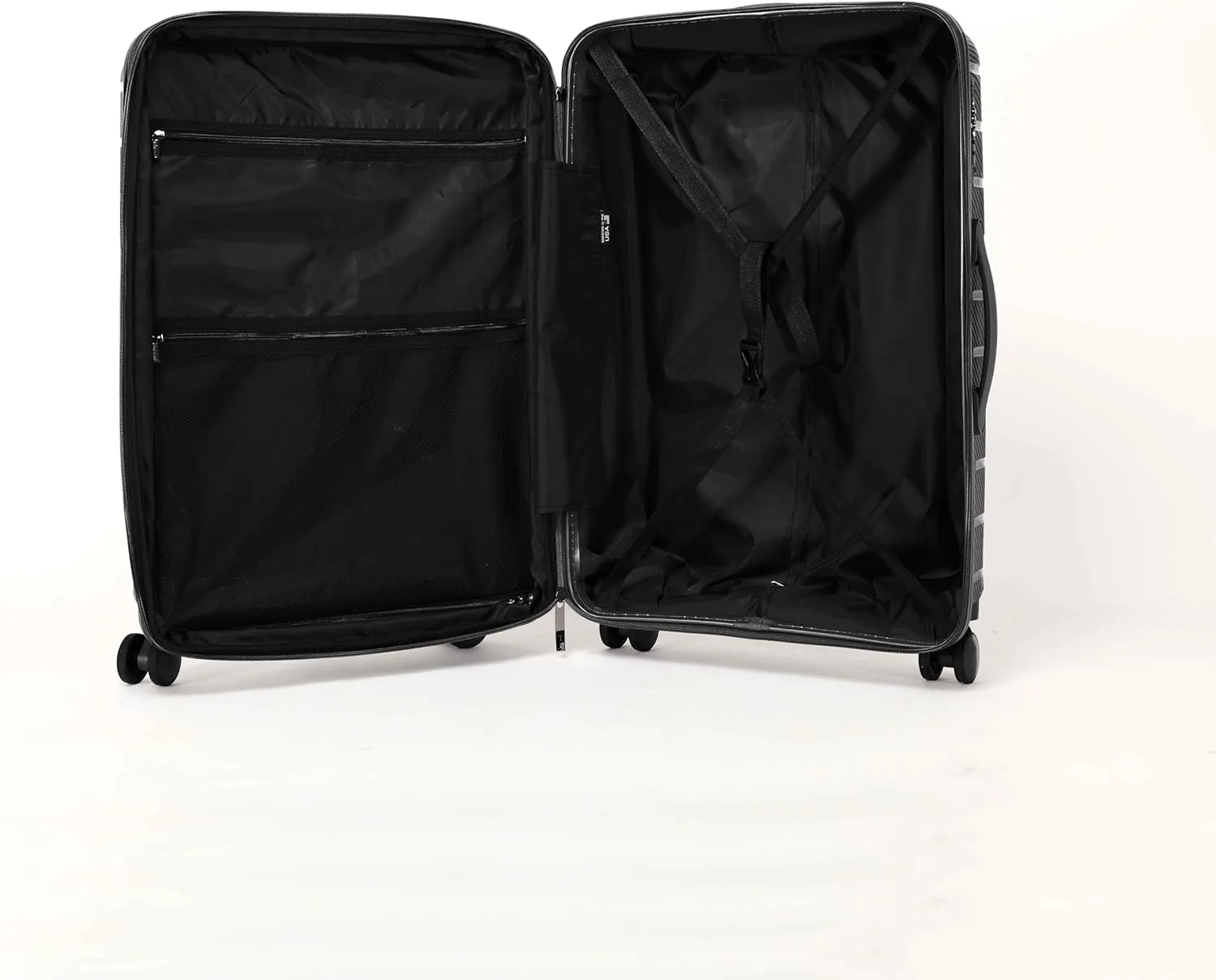 hard luggage set, made of PP durable and lightweight hard shell suitcase with universal wheels (22/26/30 in) (BLACK)