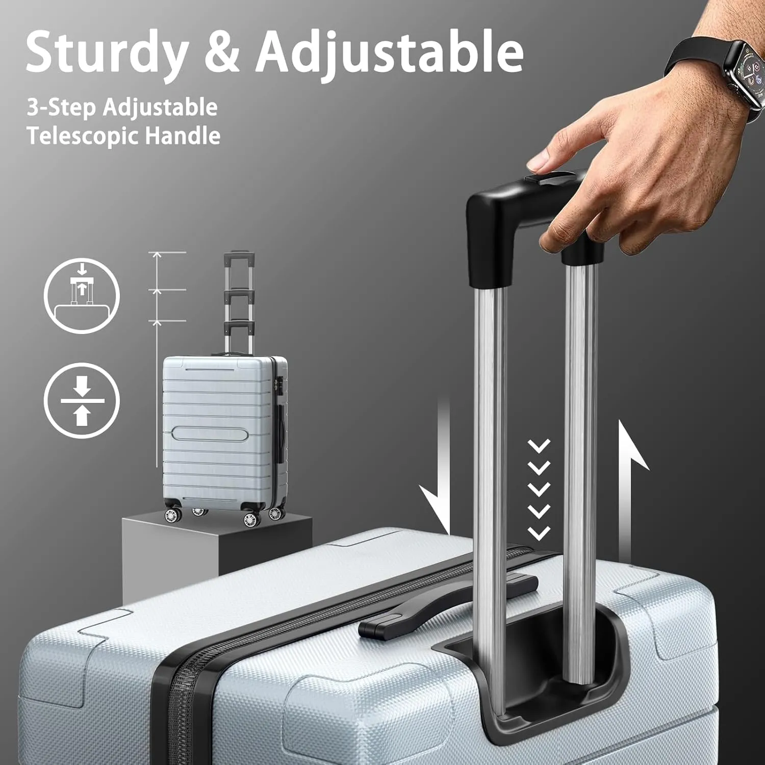 Hardshell Luggage Sets with Spinner Wheels, Lightweight Suitcase 20", 24", 28" Durable ABS Hardside Luggage Set with TSA Lock, Ideal for Travel (Silver)