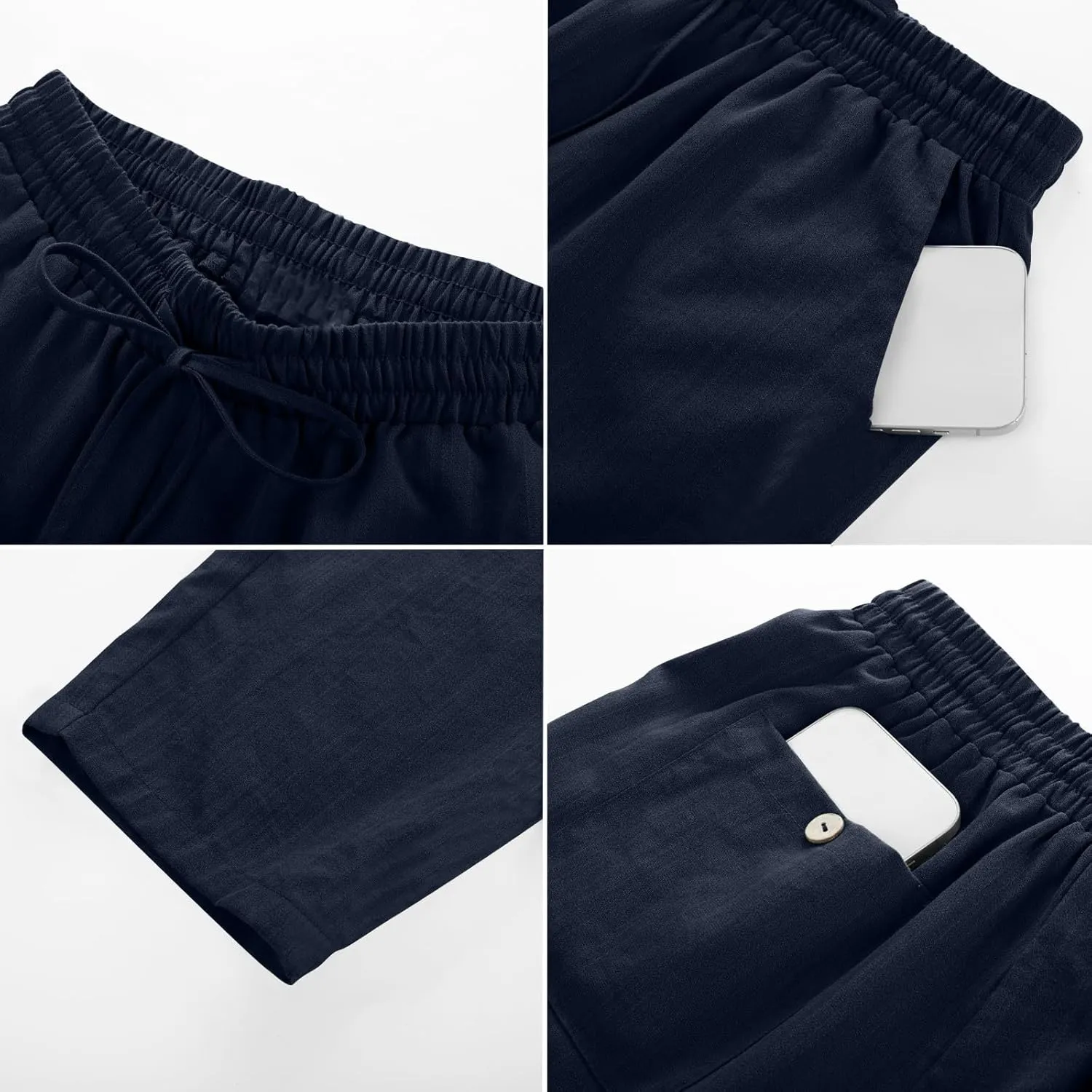 High Waisted Linen Pants Women Straight Leg Summer Trousers, Cotton Pants for Women Lounge Cotton Workout