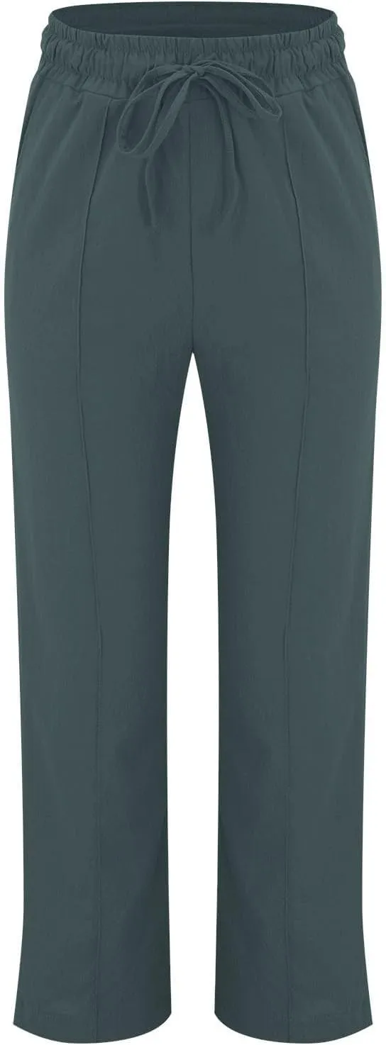 High Waisted Womens Sweatpants Golf Petite, Wide Leg Yoga Pants for Women Cotton Linen Wide Leg Summer Trousers