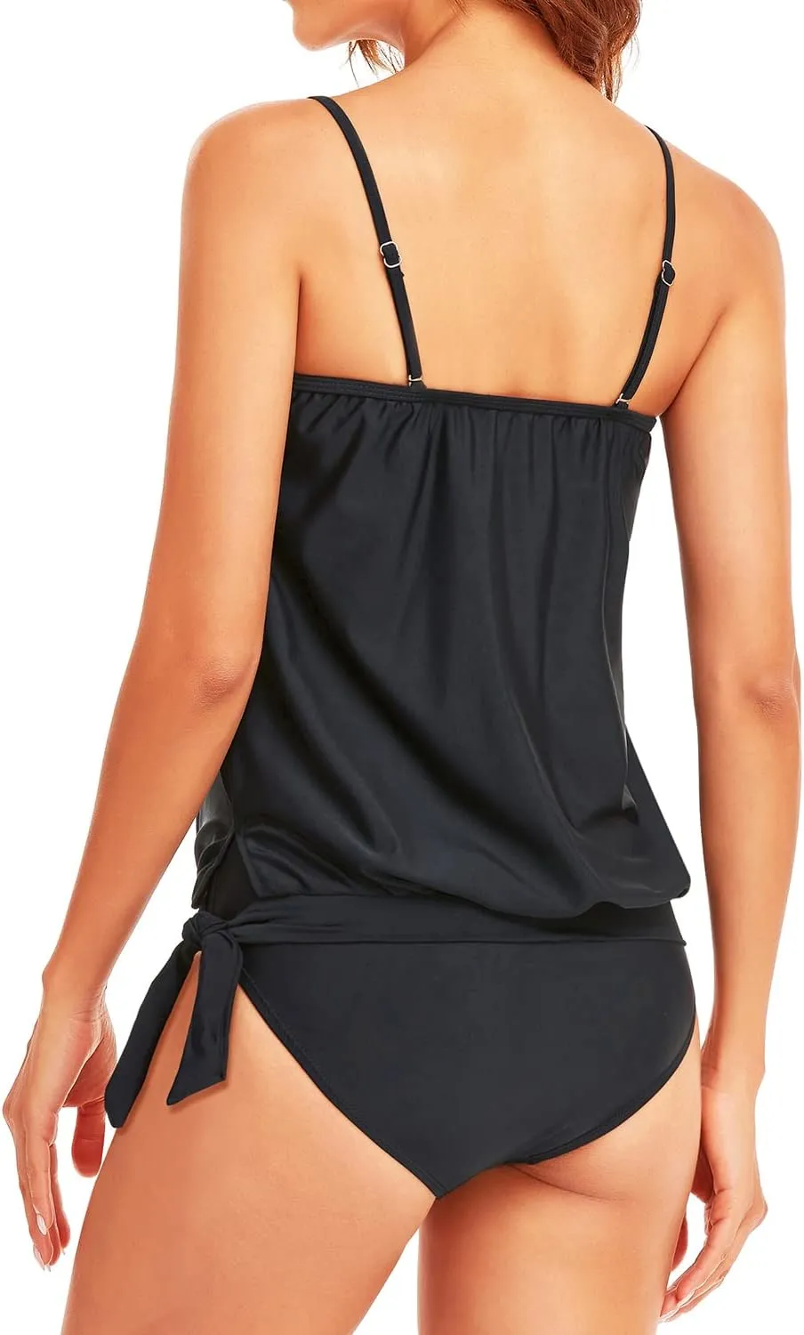 Holipick Two Piece Bathing Suit Strapless Tankini Swimsuits for Women Bandeau Swimsuits Blouson Tankini Tops with Bottom