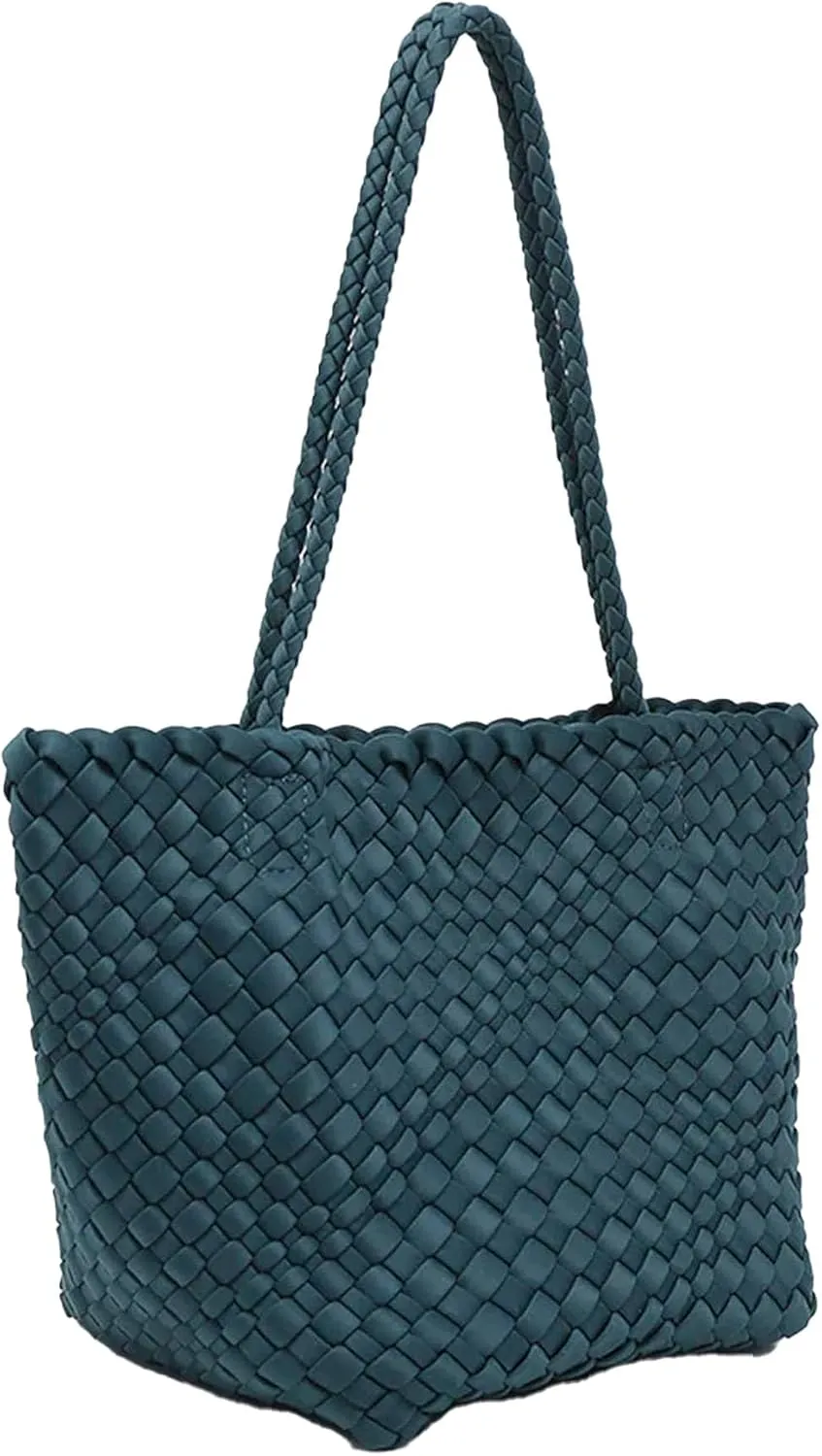 JEN & CO. Ava Women's Textured Bucket Bag Tote With Adjustable Braided Handle Handwoven Fabric