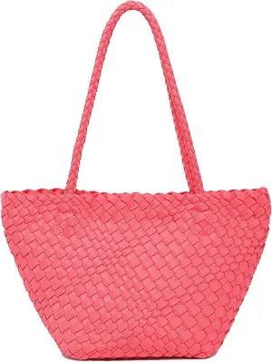 JEN & CO. Ava Women's Textured Bucket Bag Tote With Adjustable Braided Handle Handwoven Fabric