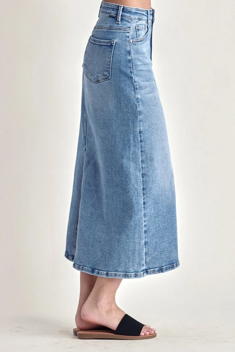 Light Denim Maxi Jean Skirt