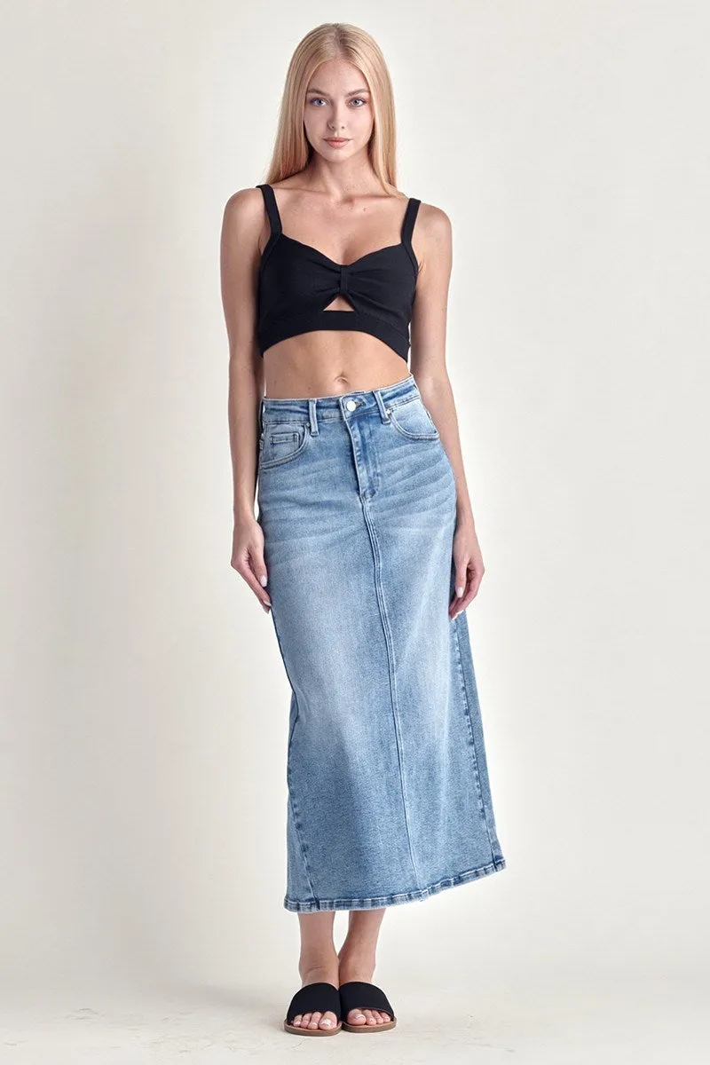 Light Denim Maxi Jean Skirt
