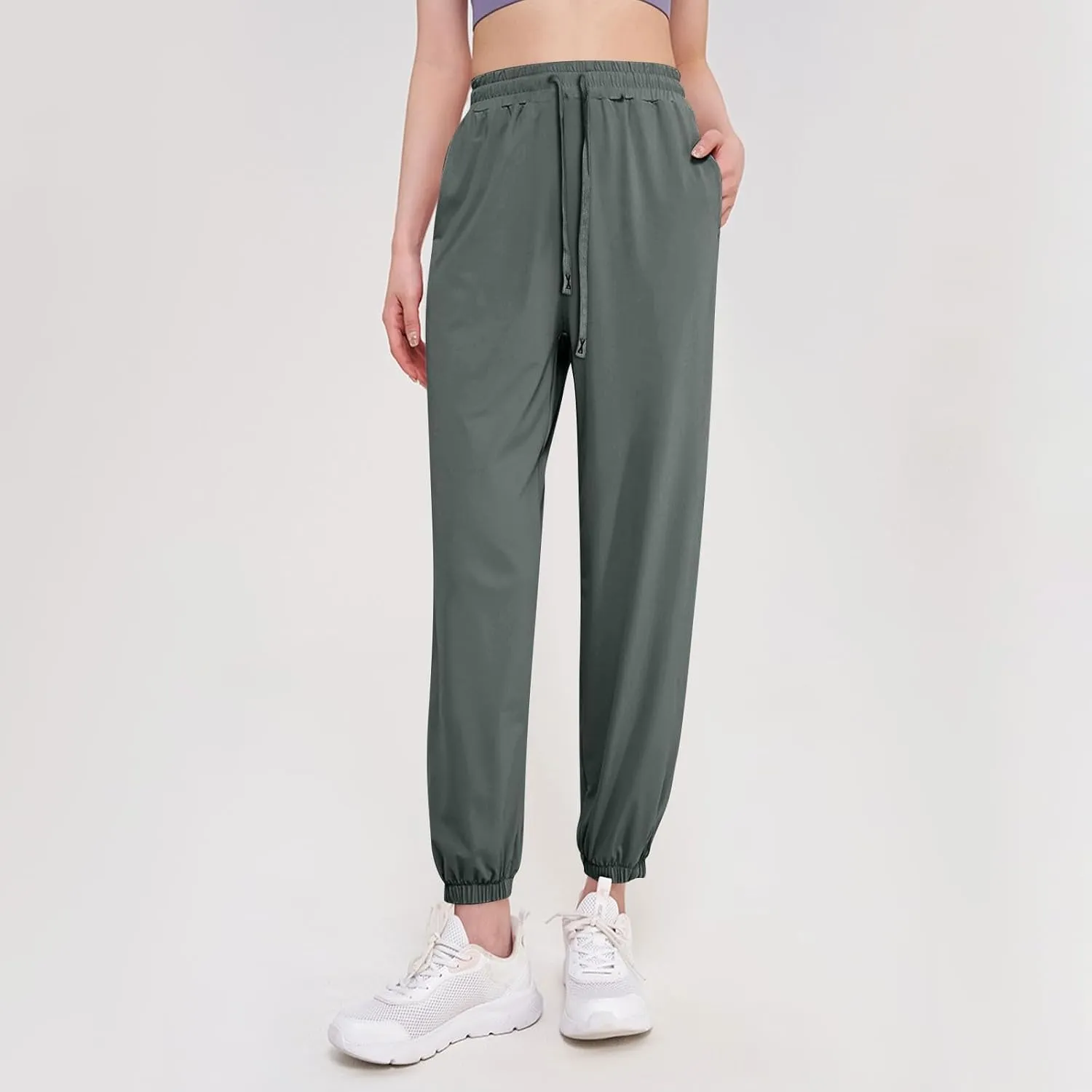 Linen Pants, Black Yoga Pants for Women Cotton High Waisted Golf Wide Leg Summer Flowy Trousers with Pockets
