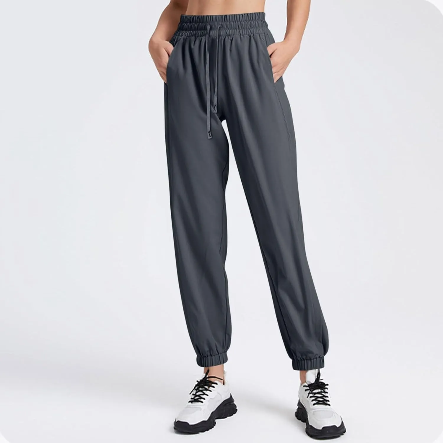 Linen Pants, Black Yoga Pants for Women Cotton High Waisted Golf Wide Leg Summer Flowy Trousers with Pockets