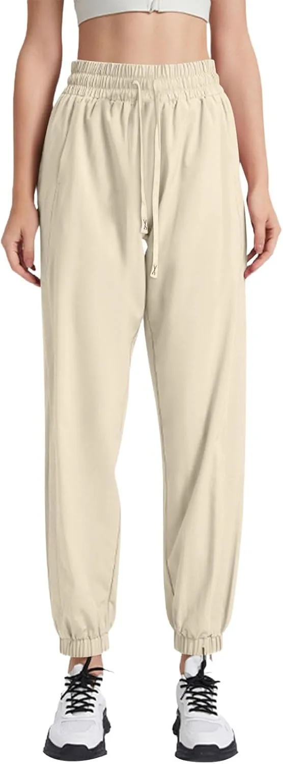 Linen Pants, Black Yoga Pants for Women Cotton High Waisted Golf Wide Leg Summer Flowy Trousers with Pockets
