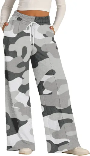 Linen Pants Women Summer Straight Wide Leg Womens Sweatpants with Pockets Pants for Women Elastic High Waisted