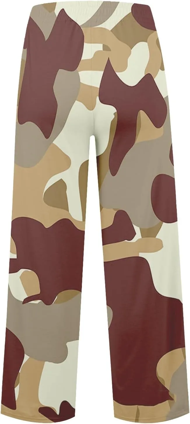Linen Pants Women Summer Straight Wide Leg Womens Sweatpants with Pockets Pants for Women Elastic High Waisted