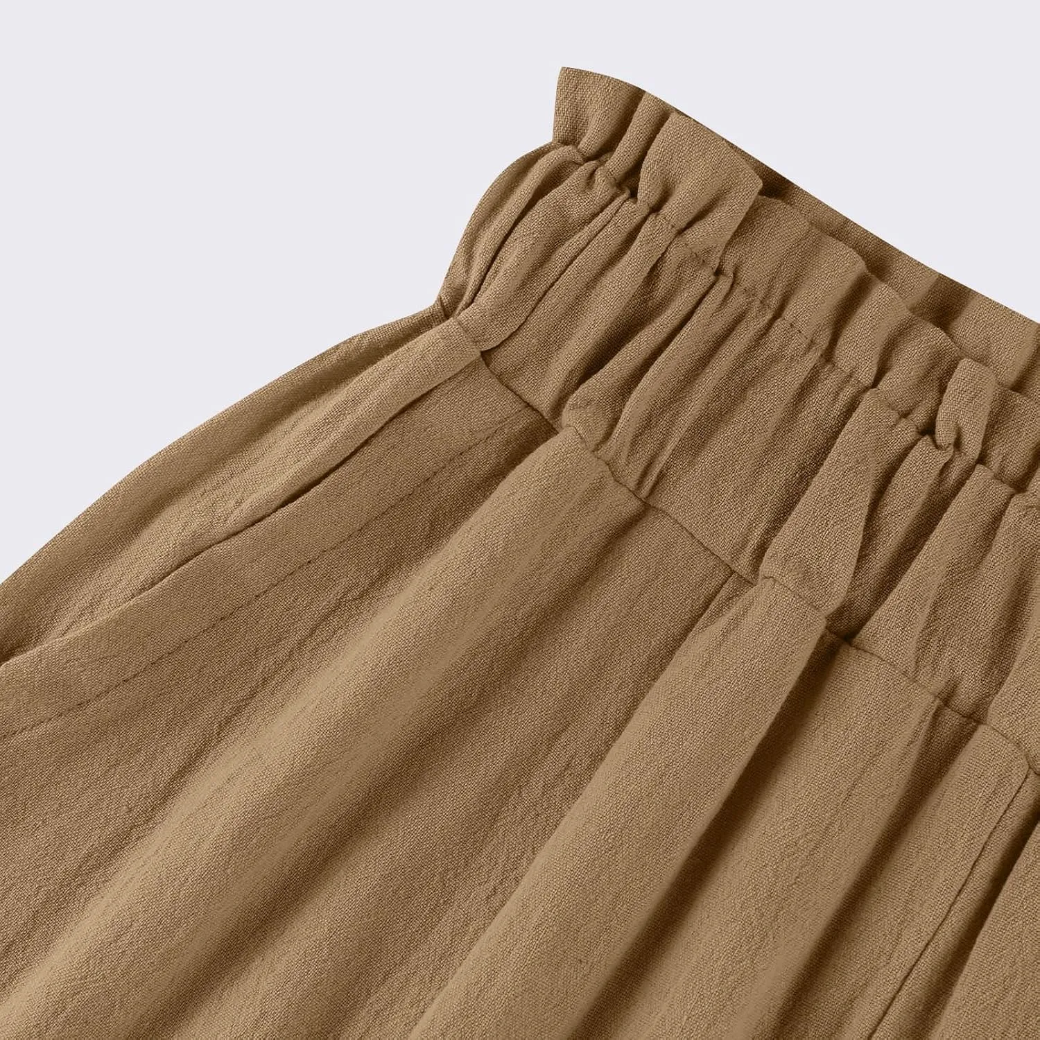 Linen Pants Women Summer Wide Leg Capri Pants High Waisted Capris Loose Palazzo Pant Cropped Trousers