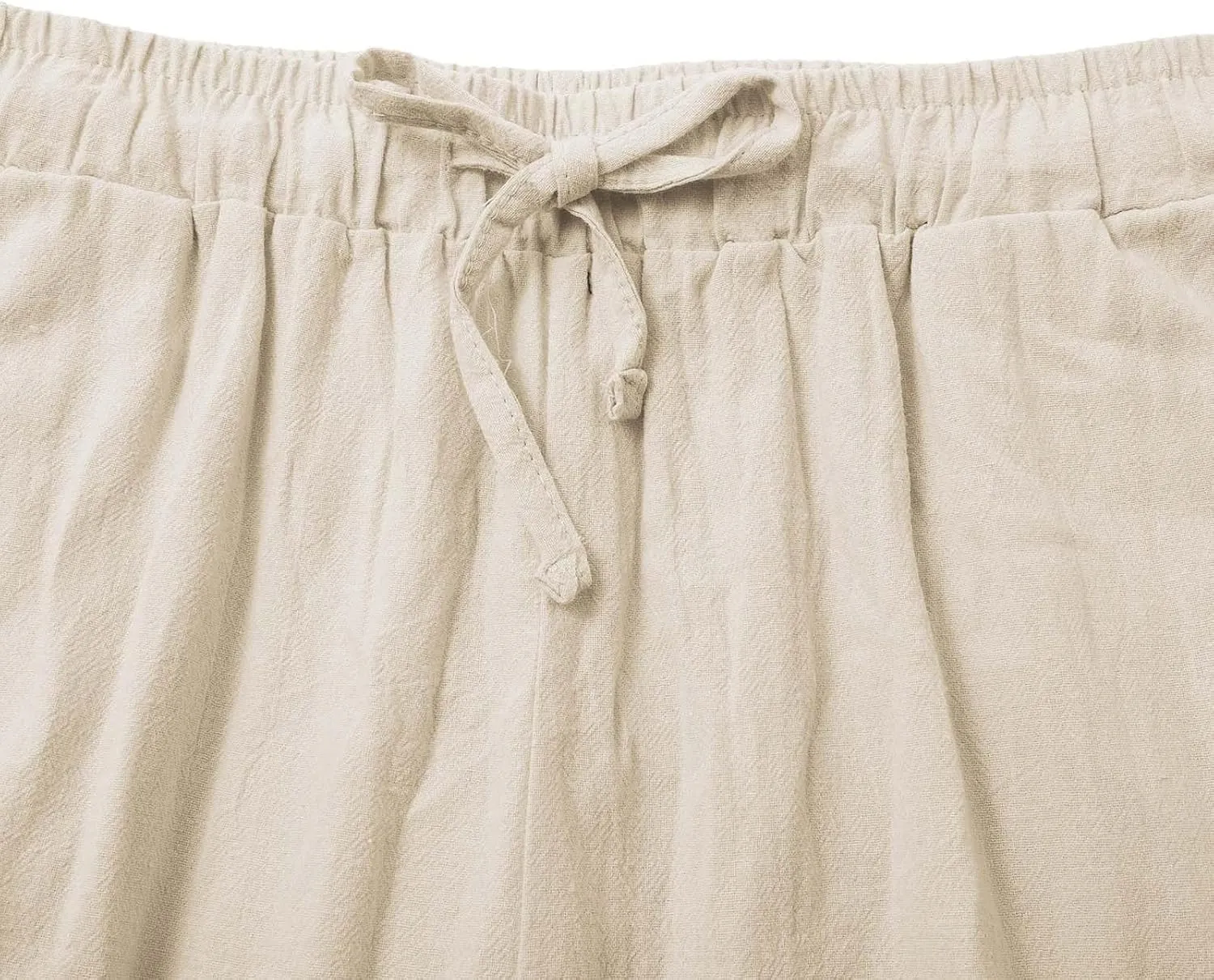 Linen Pants Women Tall Elastic High Waisted Pants for Women Cotton Womens Sweatpants with Pockets Straight Wide Leg