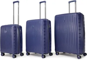 Luggage 3-piece set, made of PP durable and lightweight hard shell suitcase with universal wheels (22/26/30 in) (DARK BLUE)