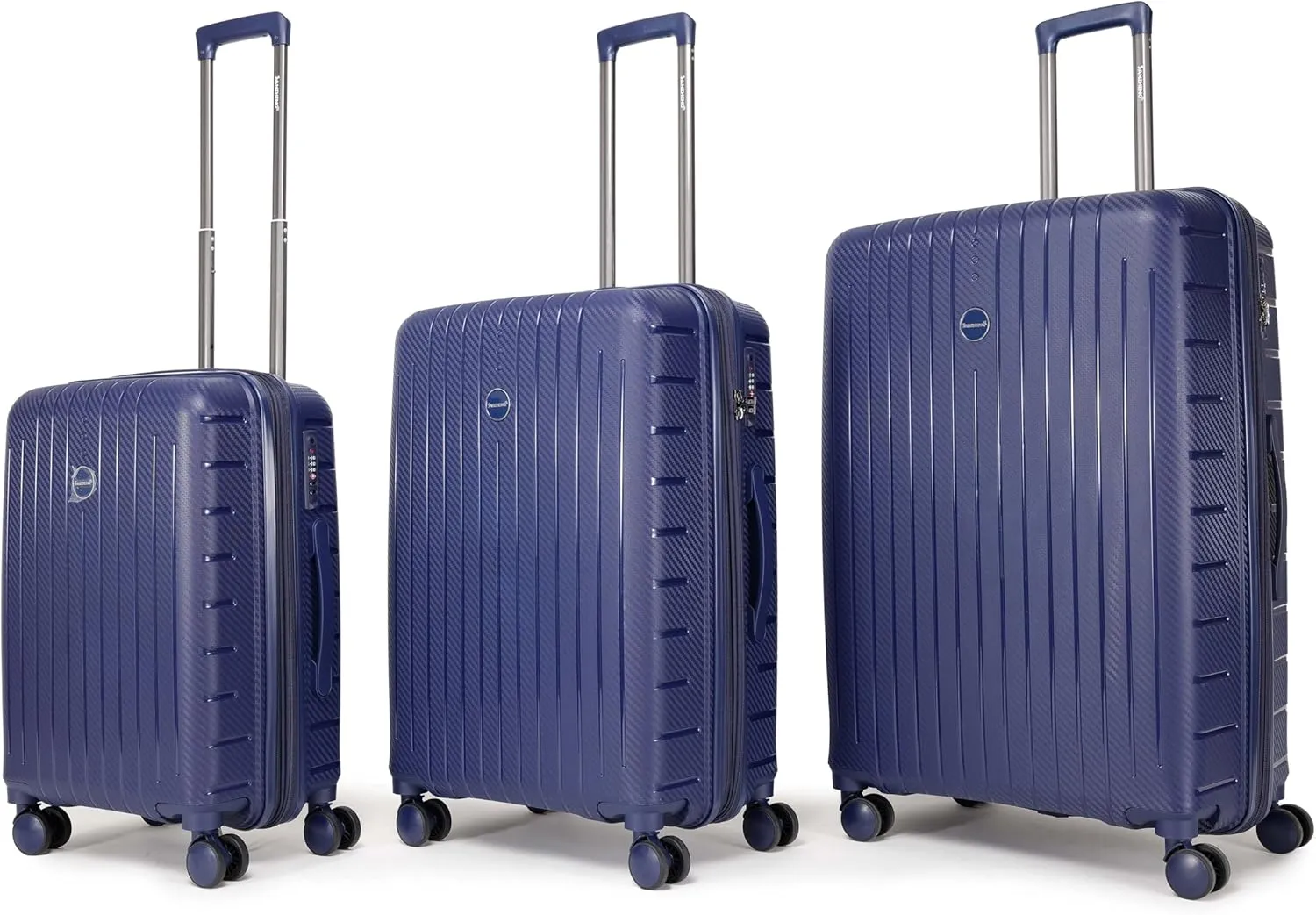 Luggage 3-piece set, made of PP durable and lightweight hard shell suitcase with universal wheels (22/26/30 in) (DARK BLUE)