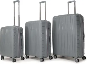 Luggage 3-piece set, made of PP durable and lightweight hard shell suitcase with universal wheels (22/26/30 in) (DEEP GREY)