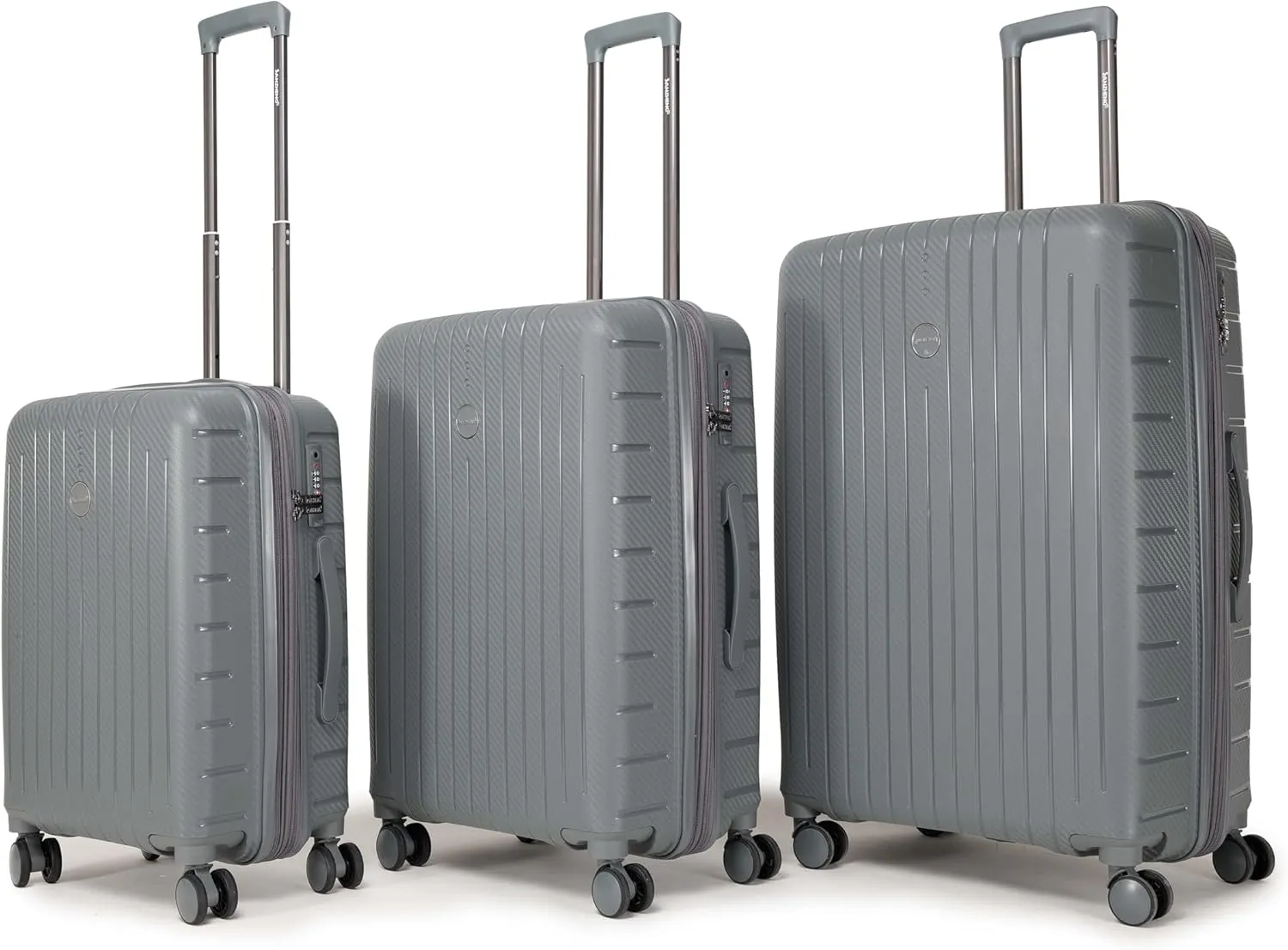 Luggage 3-piece set, made of PP durable and lightweight hard shell suitcase with universal wheels (22/26/30 in) (DEEP GREY)