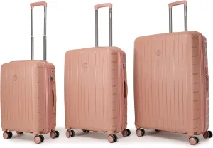 Luggage 3-piece set, made of PP durable and lightweight hard shell suitcase with universal wheels (22/26/30 in) (ROSE GOLD)