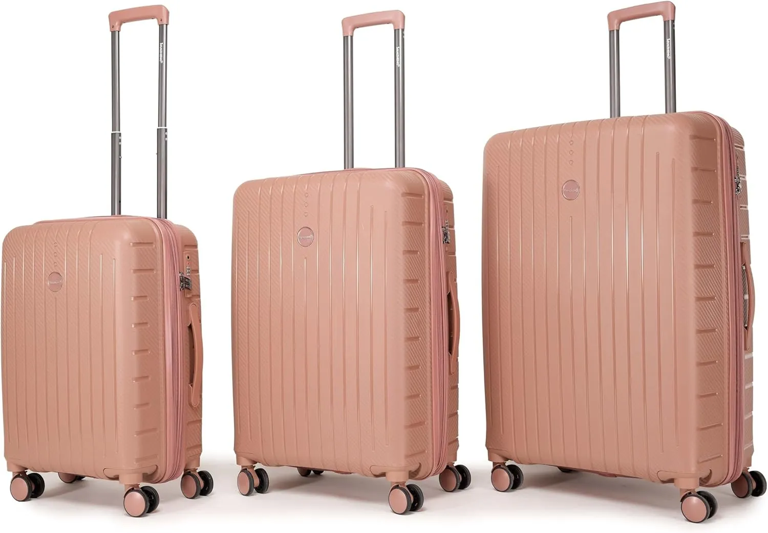 Luggage 3-piece set, made of PP durable and lightweight hard shell suitcase with universal wheels (22/26/30 in) (ROSE GOLD)
