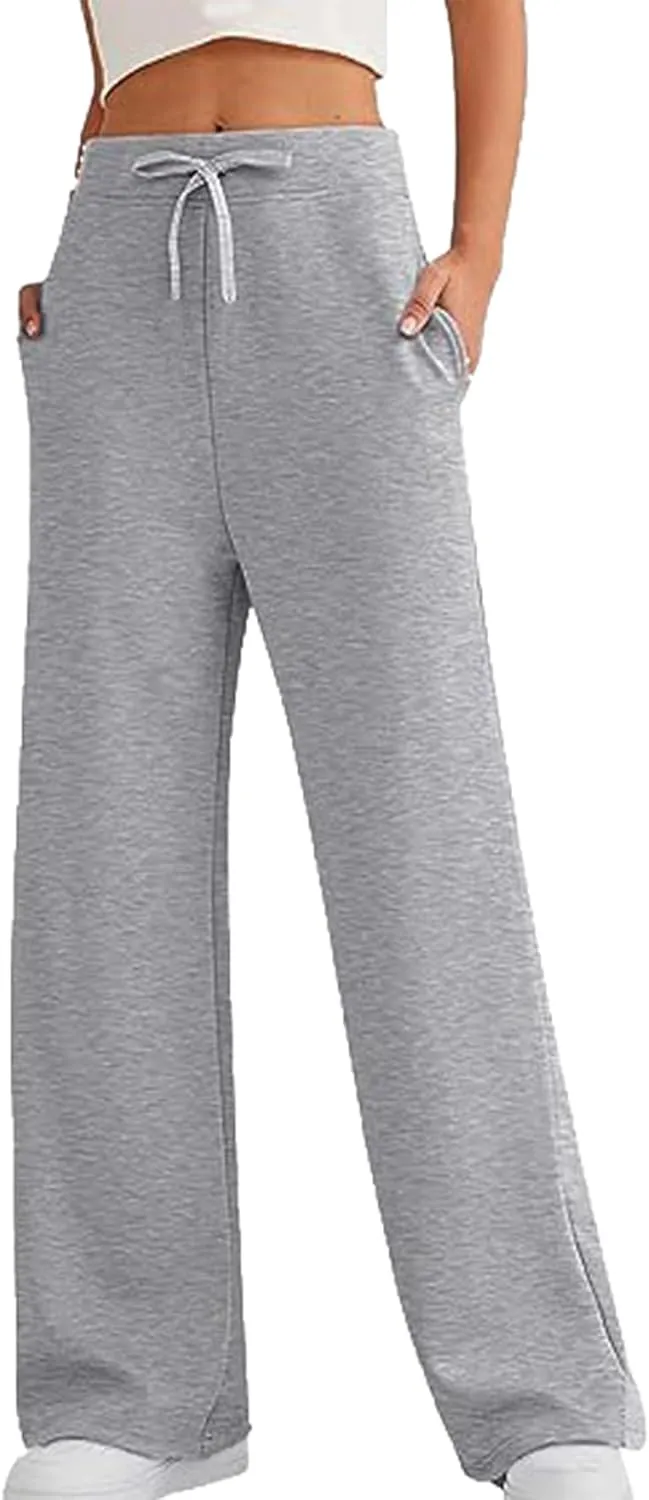 LYANER Women's Casual High Waist Drawstring Wide Leg Lounge Pants with Pocket