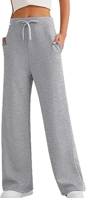 LYANER Women's Casual High Waist Drawstring Wide Leg Lounge Pants with Pocket