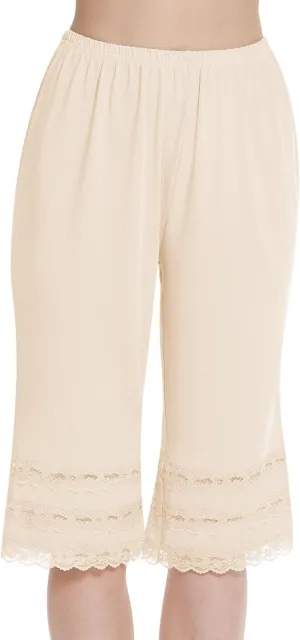 MANCYFIT Pettipant Half Slip for Women Bloomers 12-18" Inseam Wide Leg Lace Pajama Pants