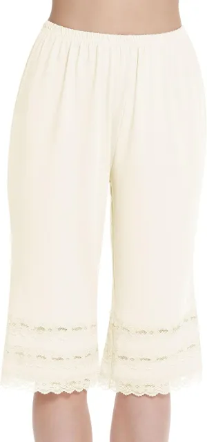 MANCYFIT Pettipant Half Slip for Women Bloomers 12-18" Inseam Wide Leg Lace Pajama Pants