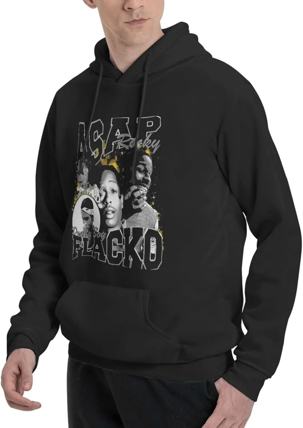 Mens Long Sleeve Tops Hooded Sweatshirt, Quick-Dry Fleece Pullover Hooded