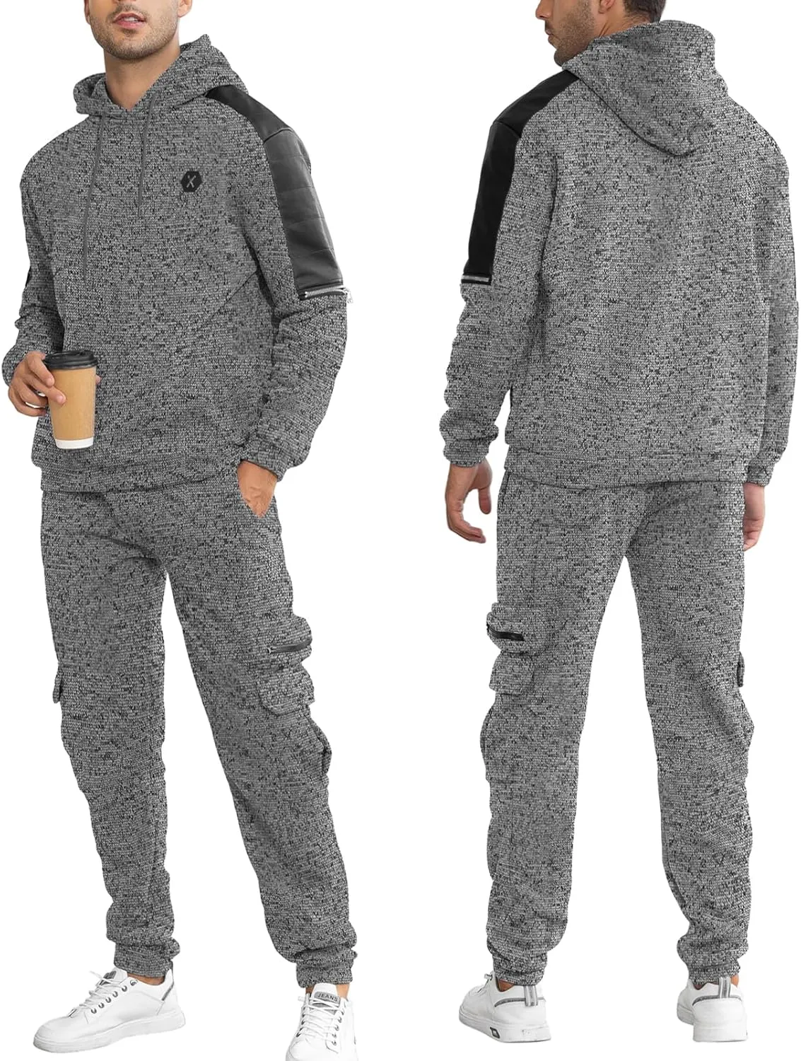 Men's Tracksuit 2 Piece Hoodie Athletic Jogging Sweatsuits for Men Casual Sports Long Sleeve Pullover Suit Set