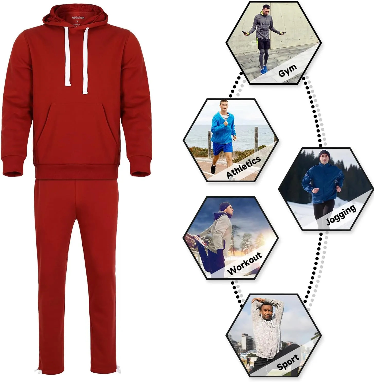 Men's Tracksuit 2 Piece Hoodie Sweat Athletic Sweatsuit Fleece Casual Running Jogging Sport Suit Sets