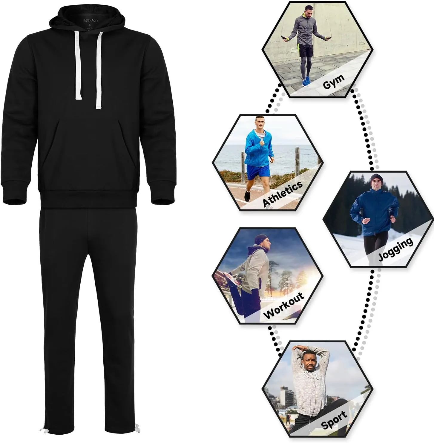 Men's Tracksuit 2 Piece Hoodie Sweat Athletic Sweatsuit Fleece Casual Running Jogging Sport Suit Sets