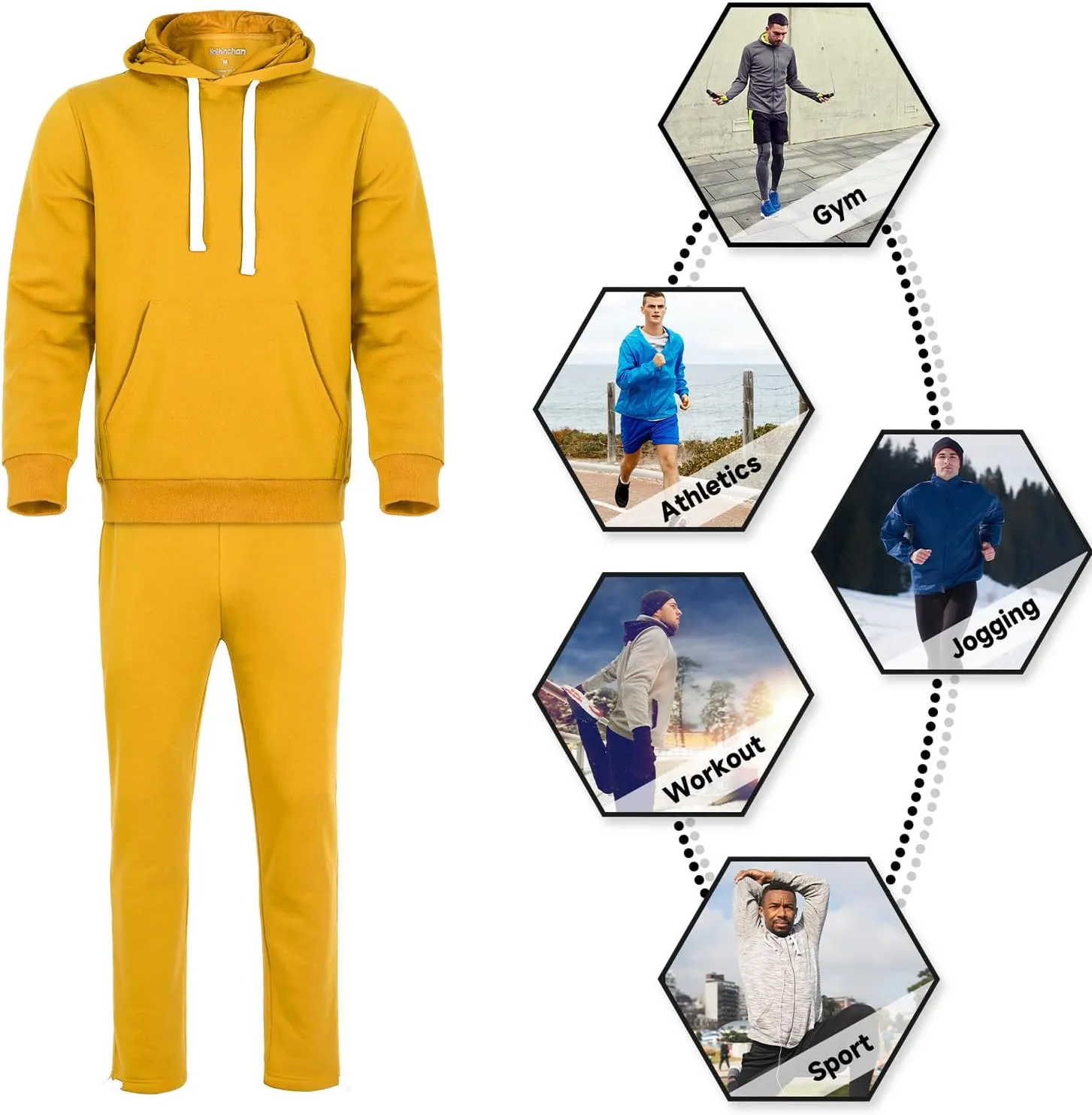 Men's Tracksuit 2 Piece Hoodie Sweat Athletic Sweatsuit Fleece Casual Running Jogging Sport Suit Sets