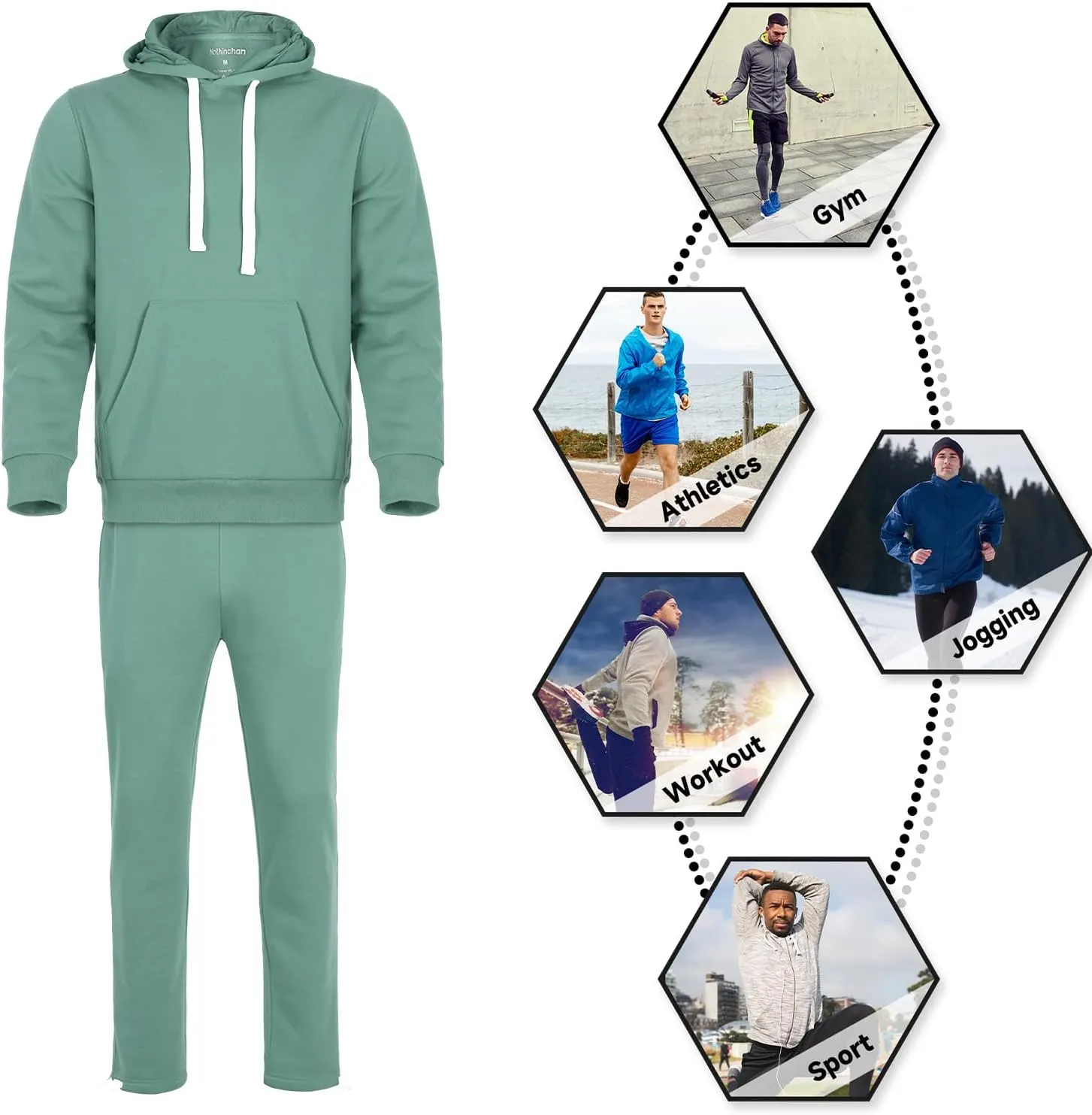 Men's Tracksuit 2 Piece Hoodie Sweat Athletic Sweatsuit Fleece Casual Running Jogging Sport Suit Sets