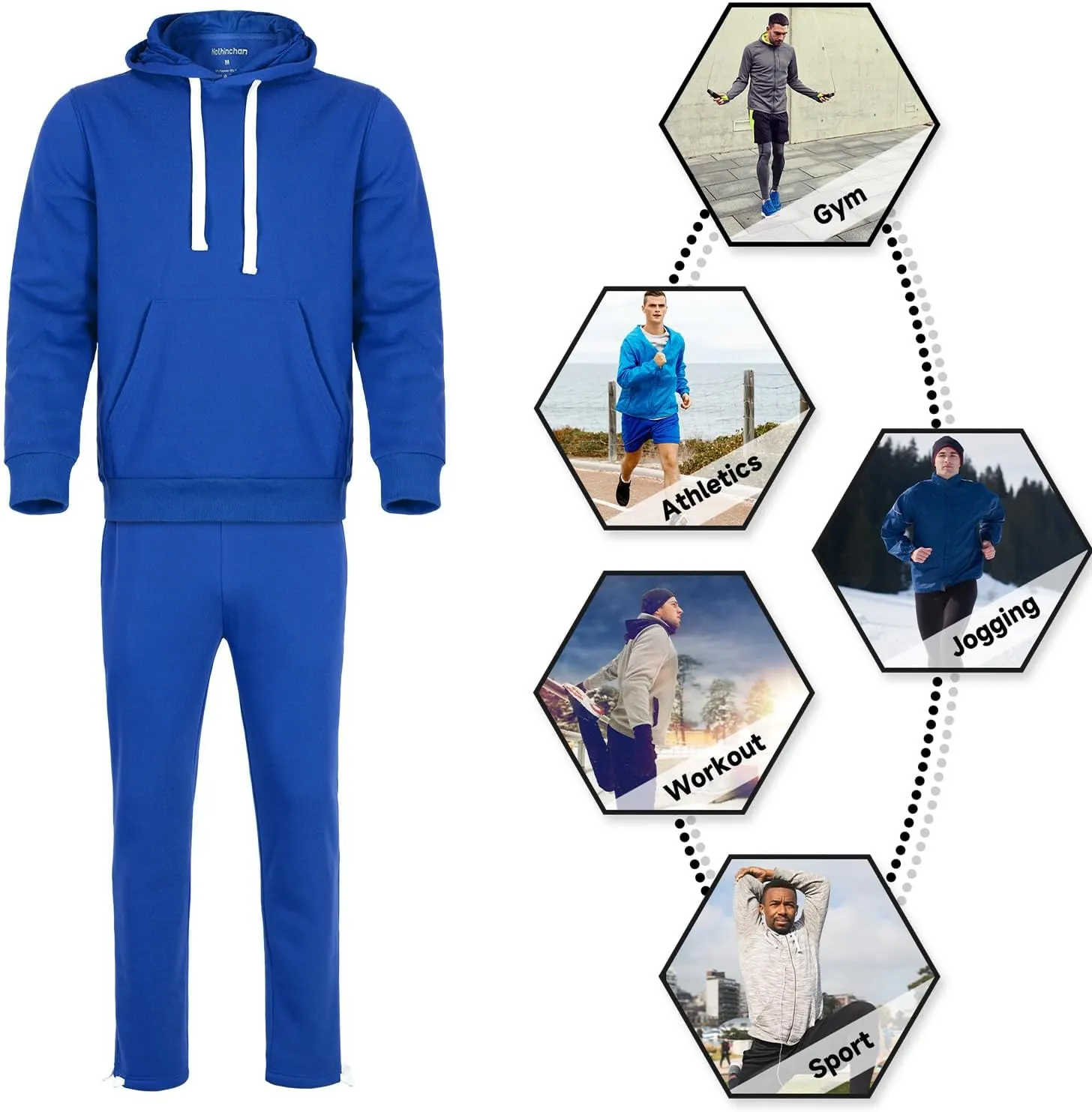 Men's Tracksuit 2 Piece Hoodie Sweat Athletic Sweatsuit Fleece Casual Running Jogging Sport Suit Sets