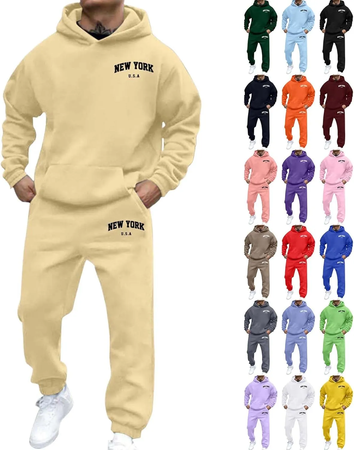 Men's Tracksuit 2 Piece Hoodies Casual Jogging Gym Sweat Suits for Men Jogging Sweatshirts Athletic Sweatsuits Sets