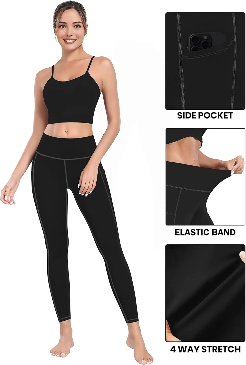 MIRITY High Waist Yoga Leggings with Pockets for Women - Buttery Soft Workout Stretchy Yoga Pants Pack of 4