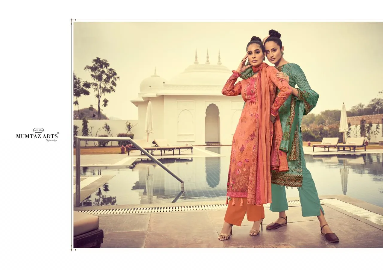 MUMTAZ ARTS GULBAGH ORIGINAL JAM SATIN DIGITAL PRINT SUIT