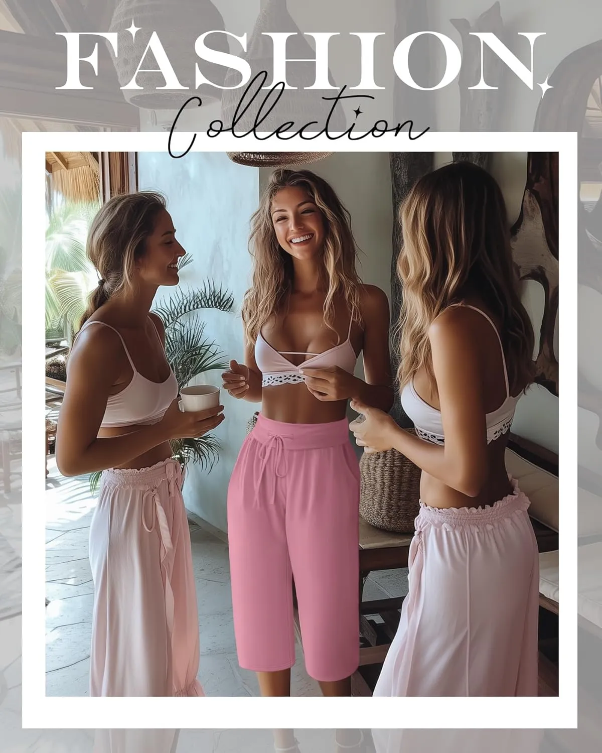 Neer 3 Pack Women's Capri Yoga Pants Cotton Wide Leg Drawstring Loose Sweatpants Comfy Lounge Cropped Pants with Pockets