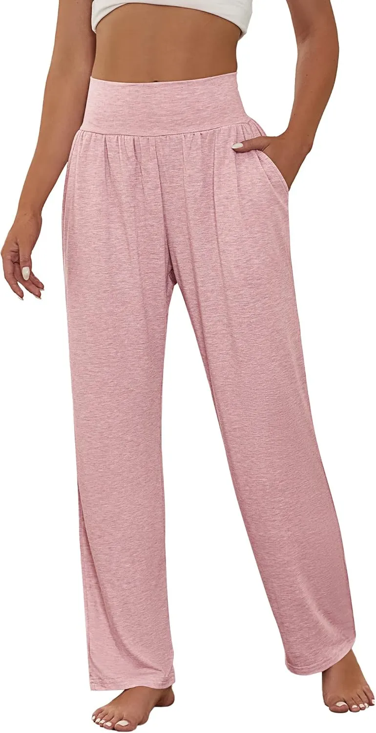 Neer 3 Pcs Women's Wide Leg Yoga Pant Comfy Loose High Waist Lounge Waist Lounge Casual Athletic Workout Joggers Apparel